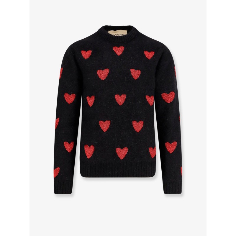 Wool and mohair sweater with lurex hearts