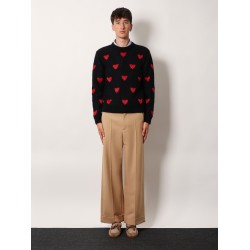 Wool and mohair sweater with lurex hearts