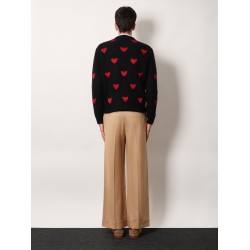 Wool and mohair sweater with lurex hearts