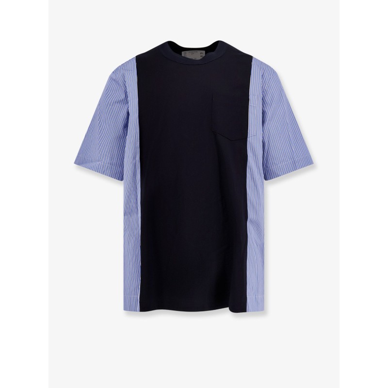 Cotton jersey T-shirt with popeline inserts