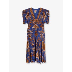 Ornament Floral viscose midi dress