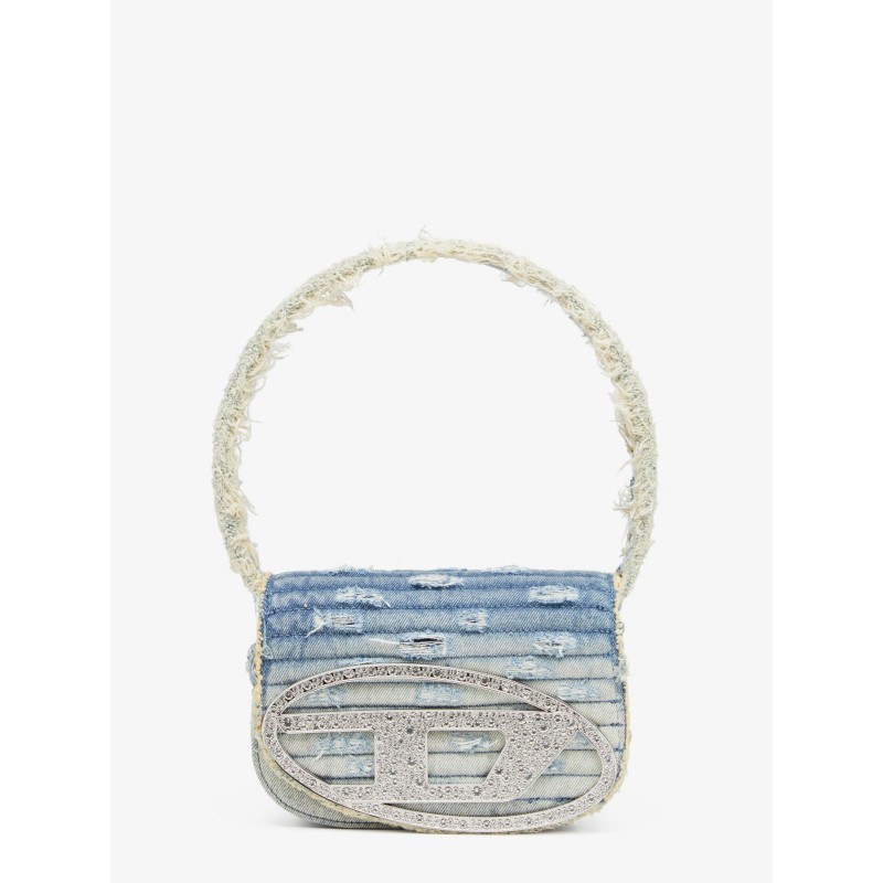 1DR denim shoulder bag with used effect