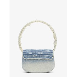 1DR denim shoulder bag with used effect