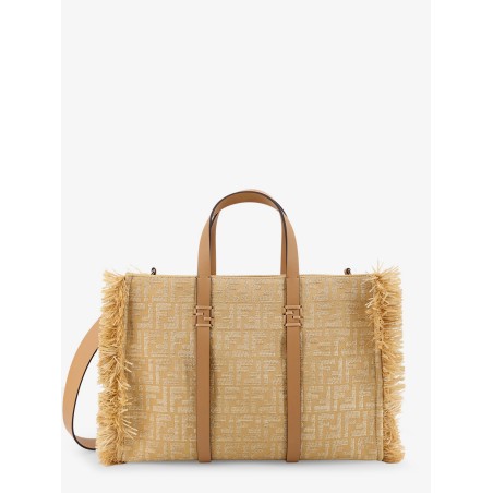 Summer Tote rafia shoulder bag with all-over FF logo