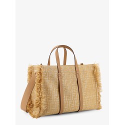 Summer Tote rafia shoulder bag with all-over FF logo