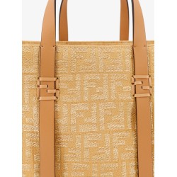 Summer Tote rafia shoulder bag with all-over FF logo