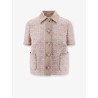 Macrocannage short sleeve cotton blend tweed blazer
