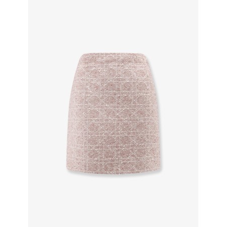 Macrocannage cotton blend tweed mini skirt