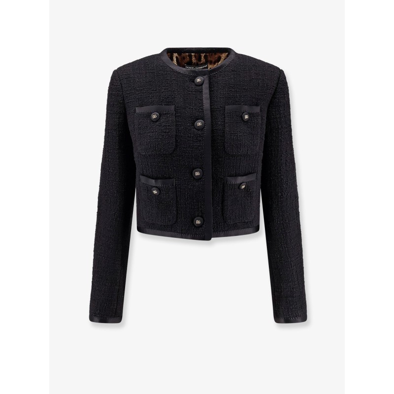 Cotton and viscose blazer with animalier print lining