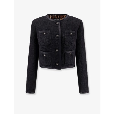 Cotton and viscose blazer with animalier print lining