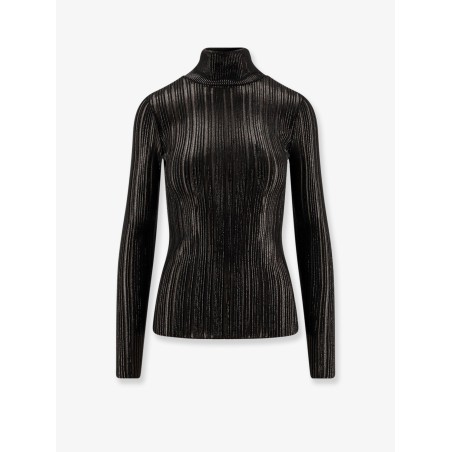 Metallic fabric turtleneck sweater