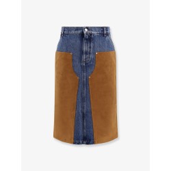 Denim skirt with suede inserts