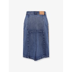 Denim skirt with suede inserts