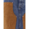 Denim skirt with suede inserts