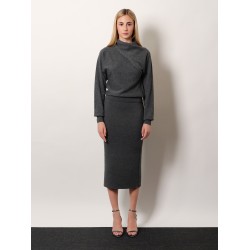 Cashmere and cotton pencil skirt