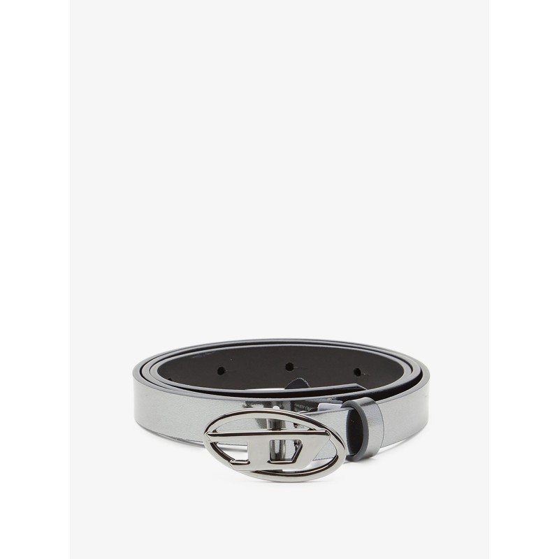 Silver leather belt