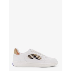 Low-top leather sneakers with check inserts