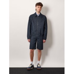 Denim bermuda shorts with all-over FF logo