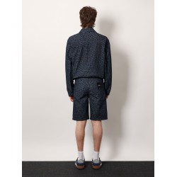 Denim bermuda shorts with all-over FF logo