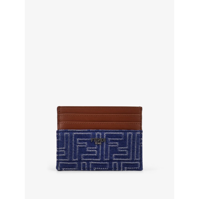 Jacquard FF fabric cardholder with denim effect