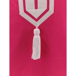 Cotton short dress with contrasting profiles