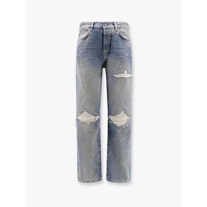 Destroyed effect jeans