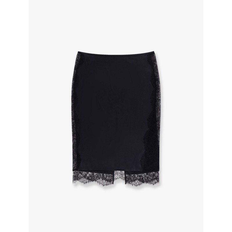 Silk skirt with lace inserts