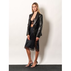 Silk skirt with lace inserts