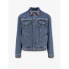 Denim jacket with multicolor embroidery