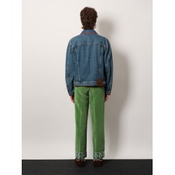 Denim jacket with multicolor embroidery