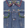 Denim jacket with multicolor embroidery