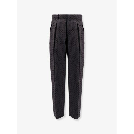 Polka-dots virgin wool and alpaca jacquard trousers