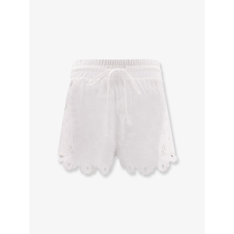 Linen perforated shorts