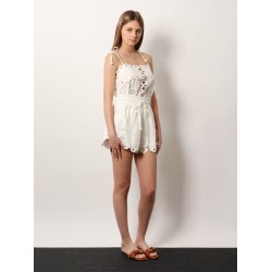 Linen perforated shorts