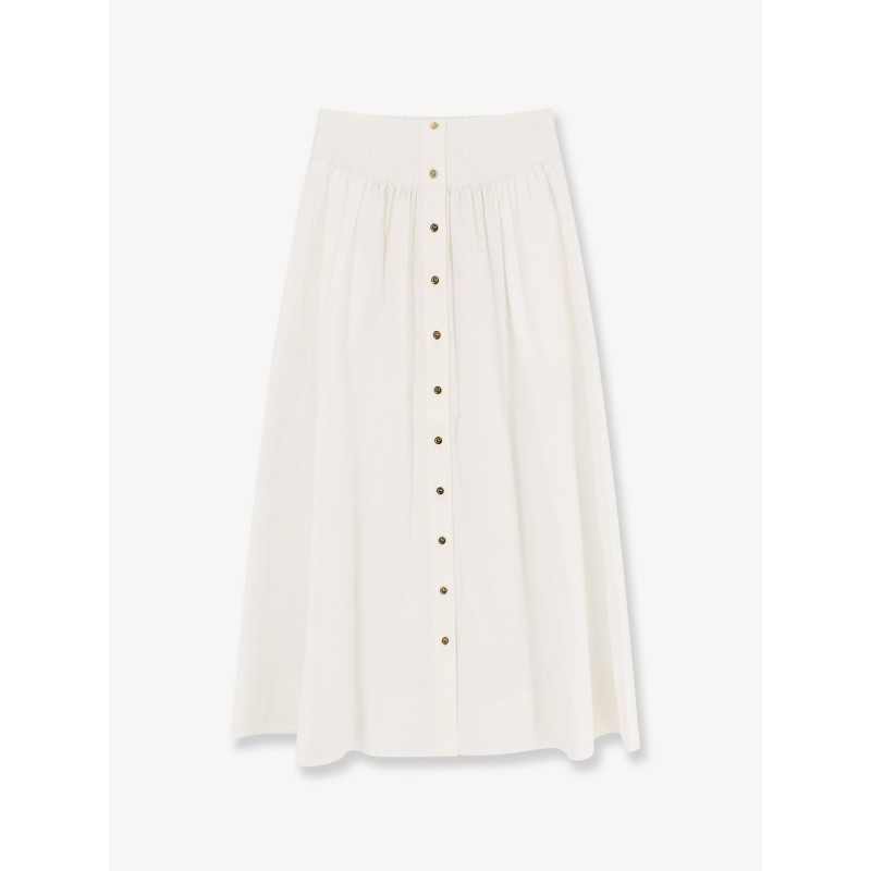 Cotton skirt with logoed buttons