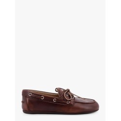 Leather loafers with lettering logo
