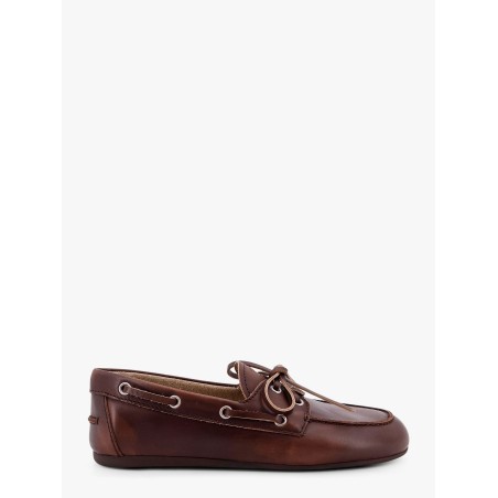 Leather loafers with lettering logo