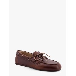 Leather loafers with lettering logo