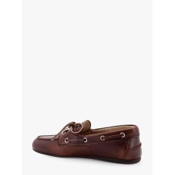 Leather loafers with lettering logo