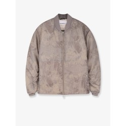 Minimal printed fabric bomber