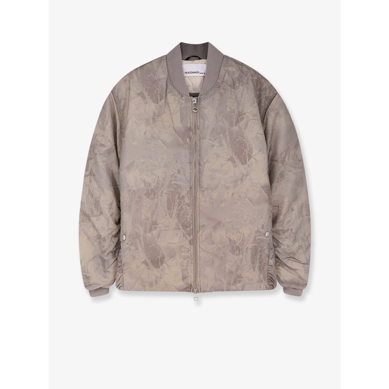 Minimal printed fabric bomber