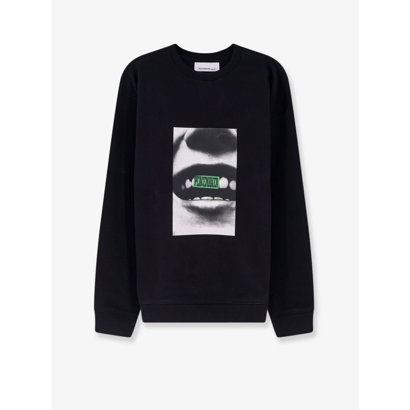 Loose Fit Crewneck Smile Print Sweatshirt