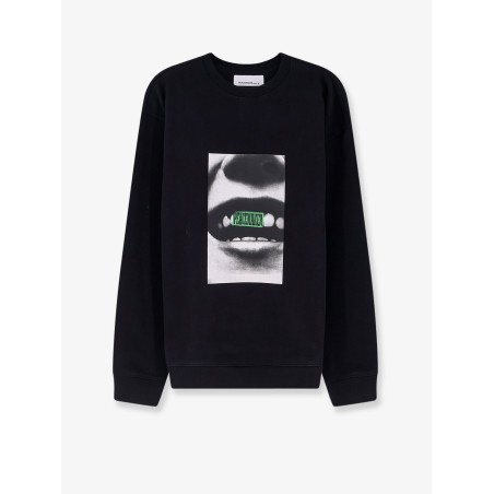 Loose Fit Crewneck Smile Print Sweatshirt