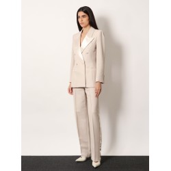 Wool blend trouserw with satin profiles