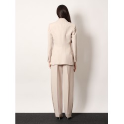 Wool blend trouserw with satin profiles