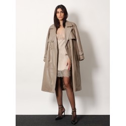 Satin short dress with lace inserts