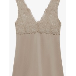 Satin short dress with lace inserts