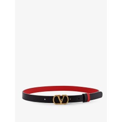 Leather belt with VLogo Signature