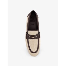 Raffia and leather loafers