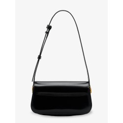 Leather shoulder bag with logo on the front